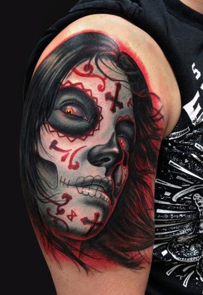 Another scary Santa Muerte tattoo