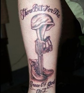 Army theme tattoo with quote