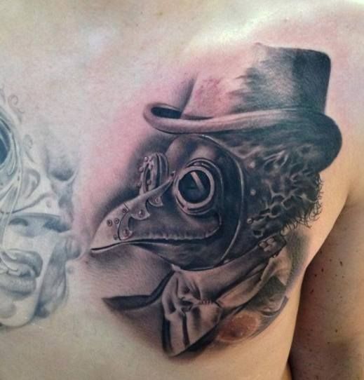 Awesome chest tattoo by Razvan Popescu