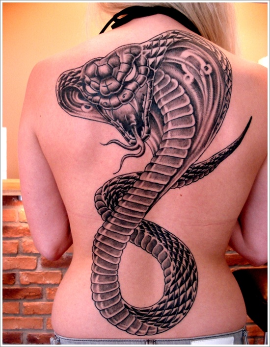 Awesome cobra back tattoo