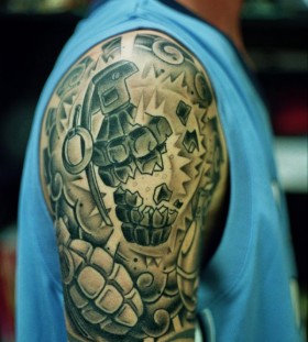 Awesome exploding grenade tattoo