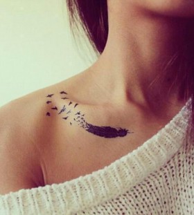Awesome feather and birds tattoo