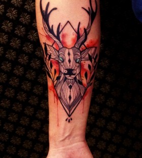 Awesome geometric deer tattoo by Tyago Compiani