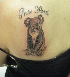 Awesome koala bear back tattoo