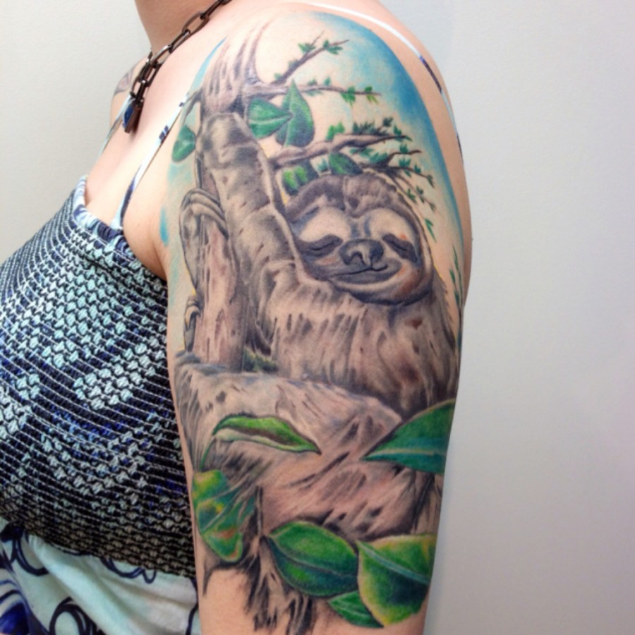 Awesome sloth arm tattoo