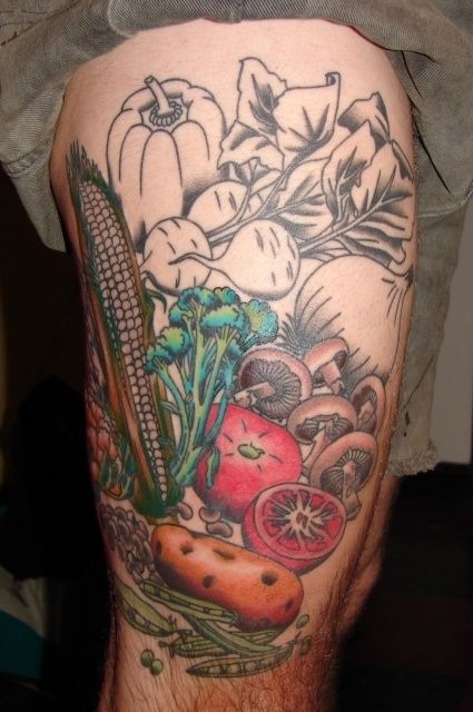 Awesome vegetables food tattoo