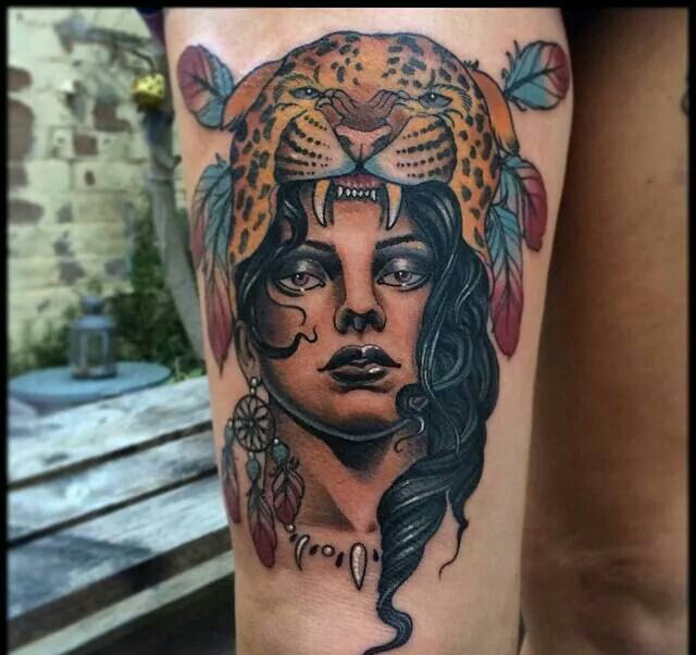 Awesome woman tattoo by Jon Mesa