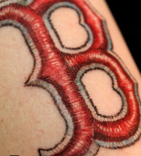 B letter red sport tattoo