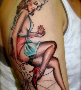 Baking woman tattoo by Eva Huber