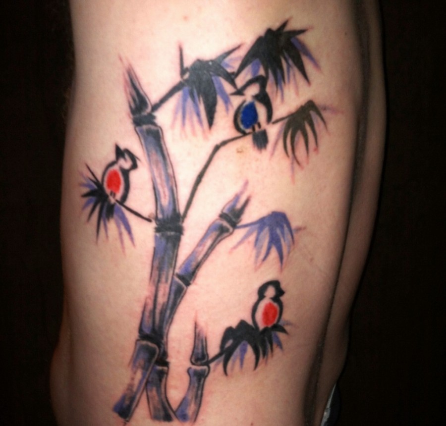 Bamboo and birds tattoo