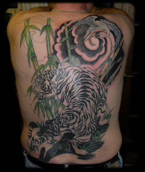 Bamboo and tiger tattoo