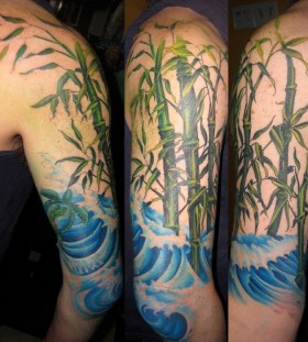 Bamboo tree and water tattoo