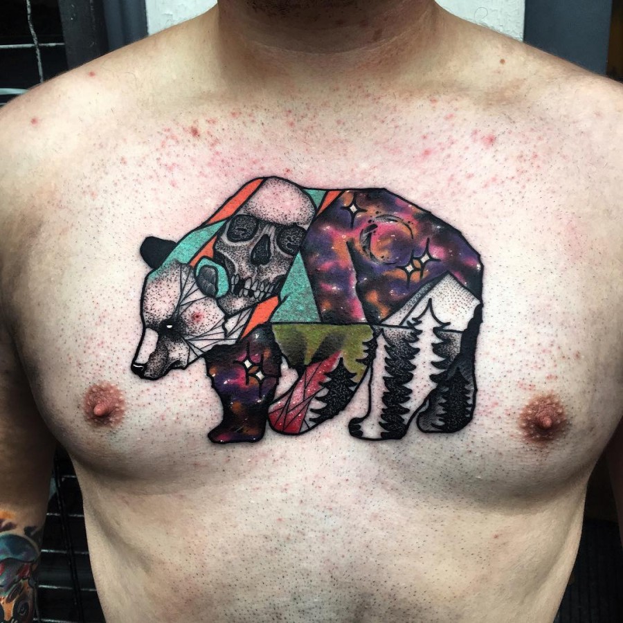 bear tattoo by littleandytattoo
