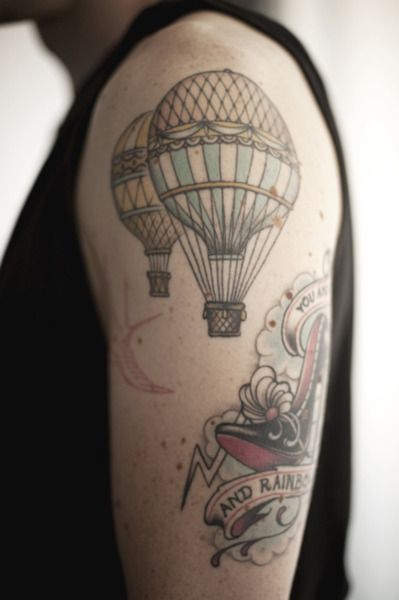 Beautiful air balloons tattoo by W. T. Norbert