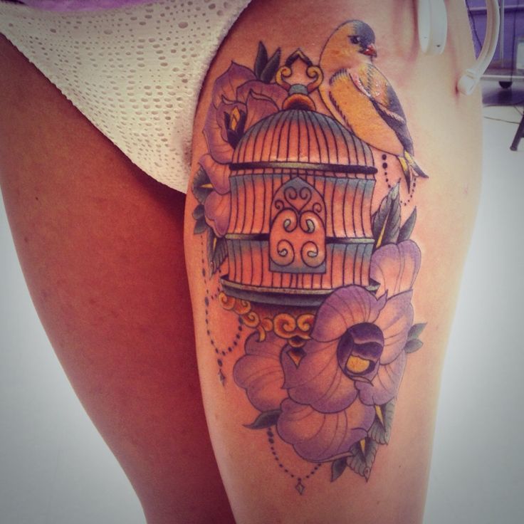 Beautiful birdcage leg tattoo