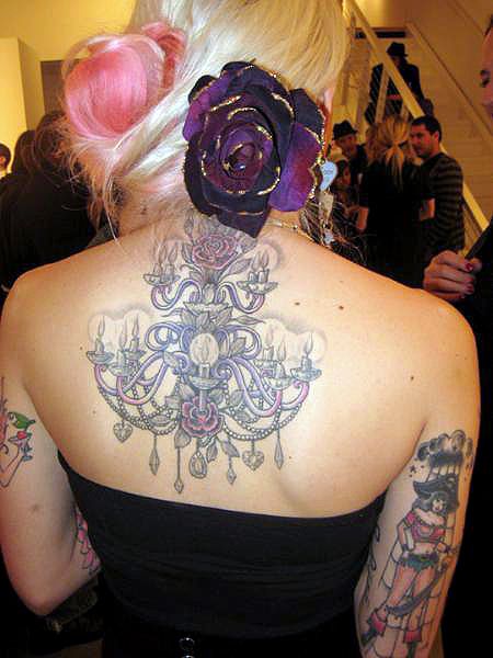 Beautiful chandelier back tattoo