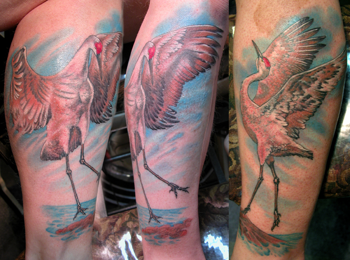 Beautiful crane leg tattoo
