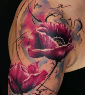 Beautiful flowers tattoo by Florian Karg