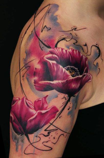 Beautiful flowers tattoo by Florian Karg
