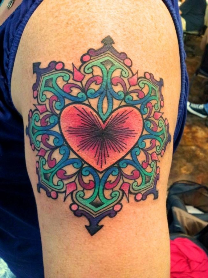 Beautiful heart tattoo by Amanda Leadman