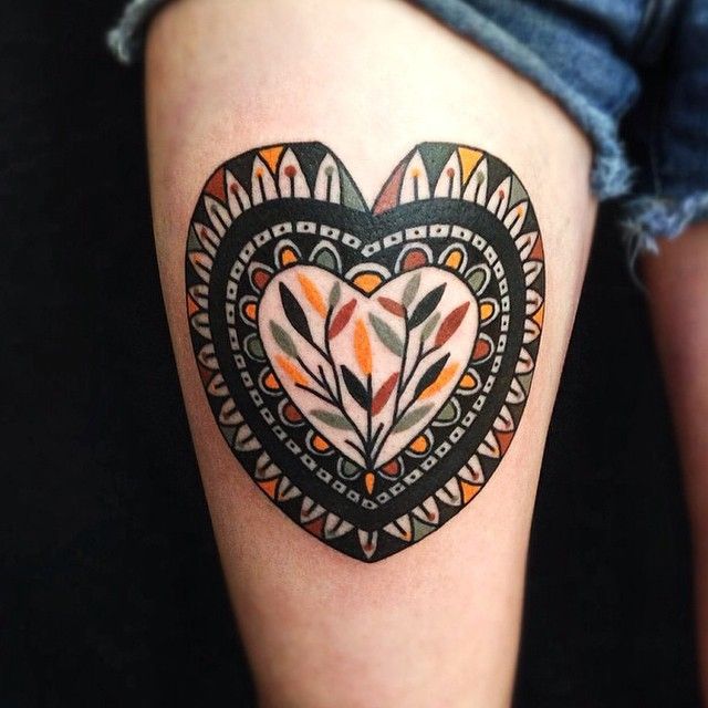 Beautiful heart tattoo by Matt Cooley