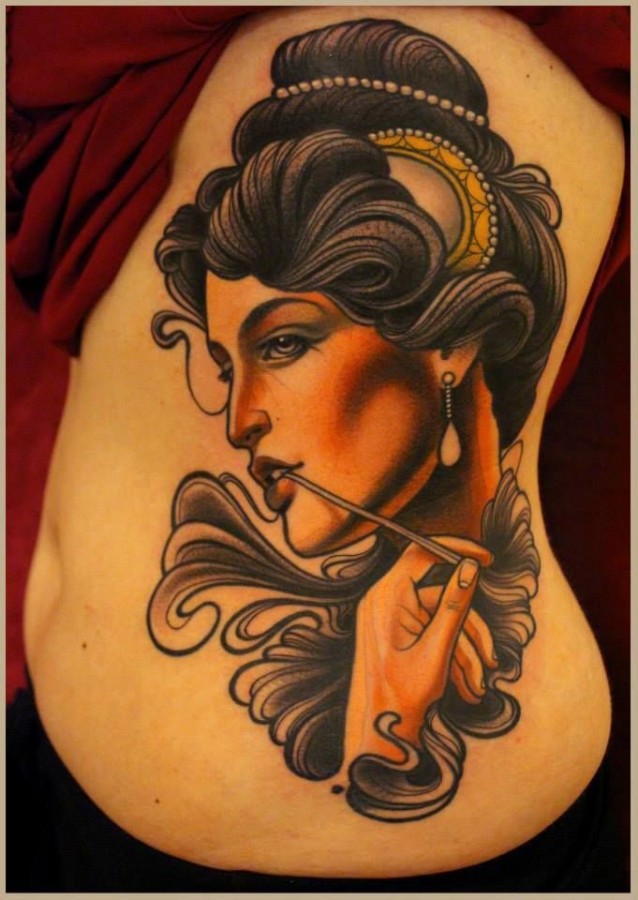 Beautiful woman tattoo by Lars Uwe Jensen
