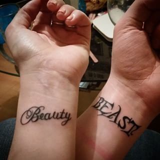 Beauty and the Beast couple tattoo