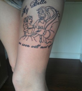 Beauty and the beast leg tattoo
