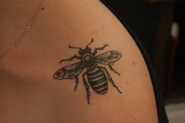 Bee tattoo by Rachel Hauer