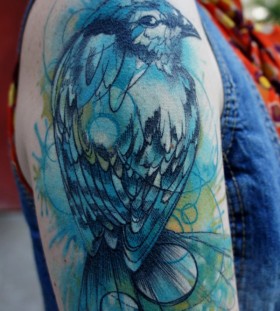 Bird healed watercolor tattoo