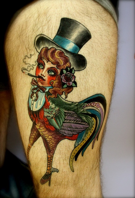 Bird woman tattoo by Eva Huber