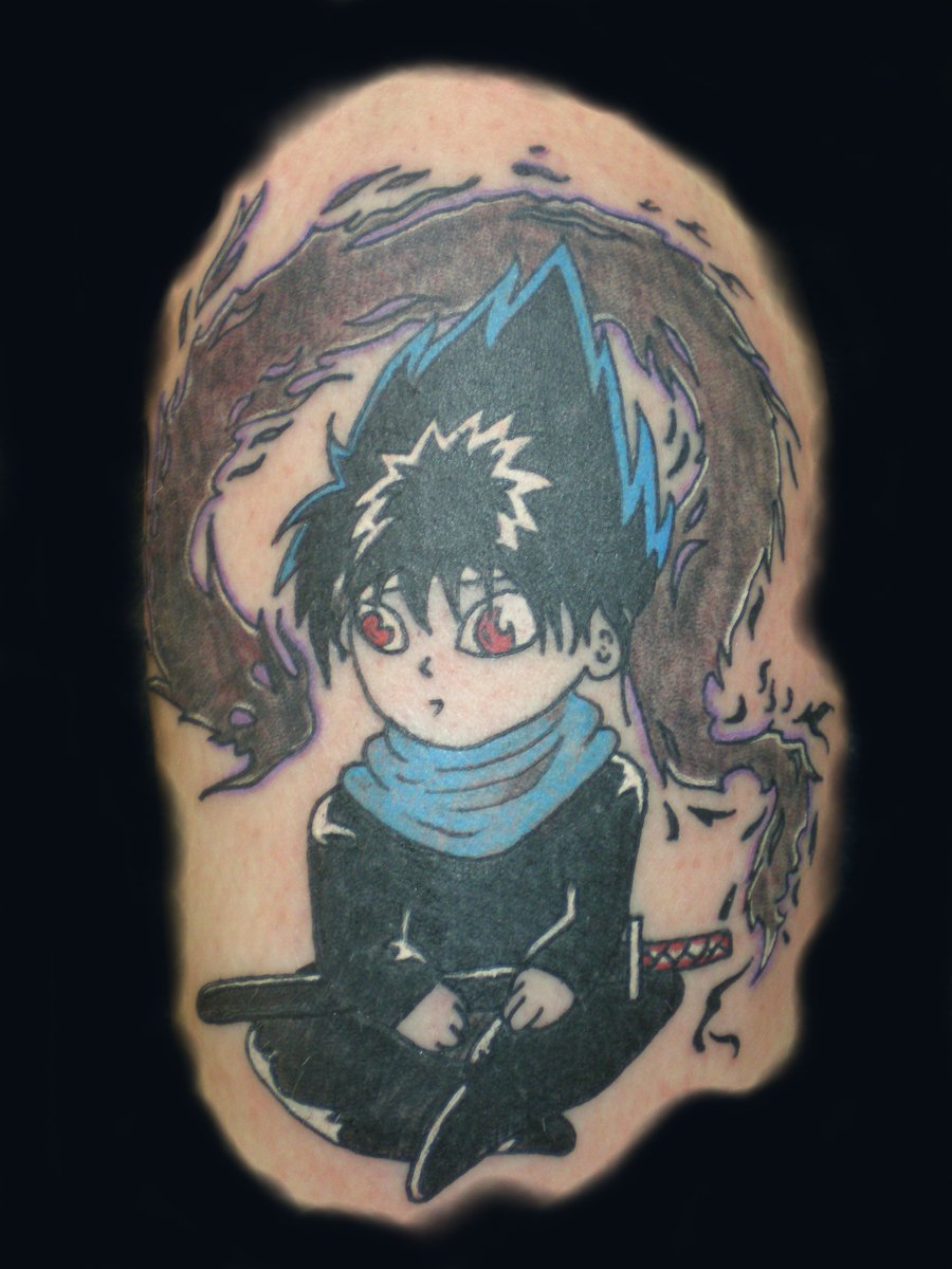 Black and blue anime tattoo