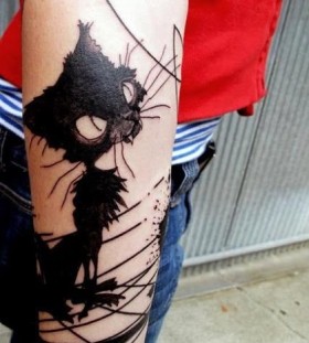 Black cat tattoo