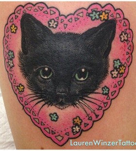 Black cat tattoo by lauren winzer