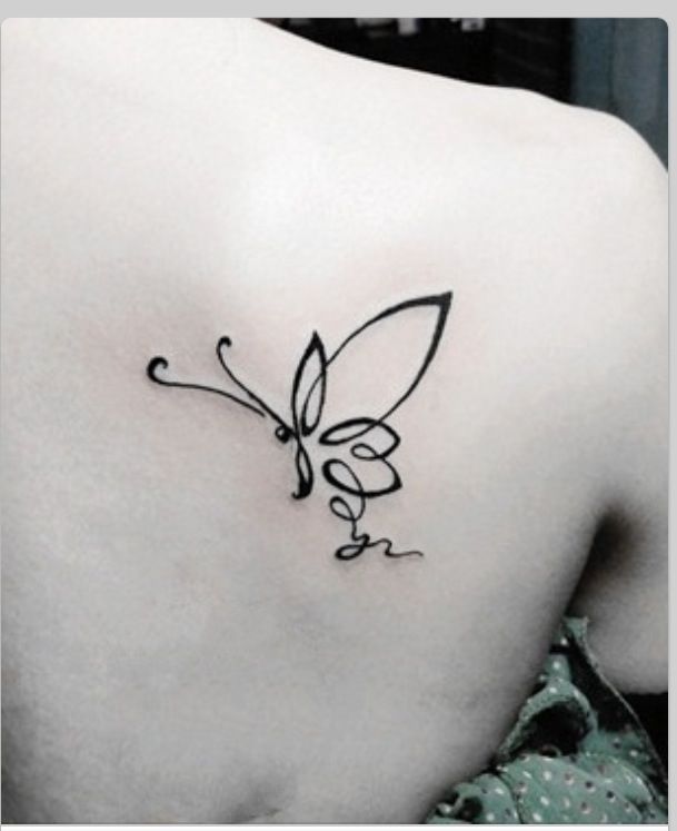 Black conturus of watercolor butterfly tattoo