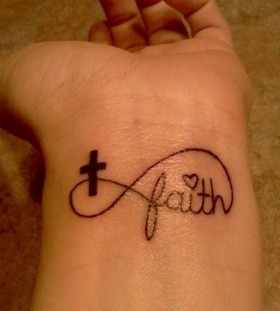 Black faith wrist tattoo