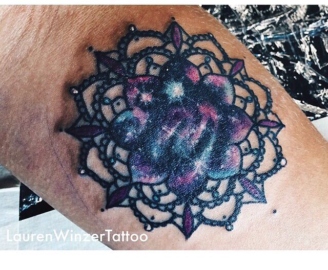 Black flower tattoo by lauren winzer