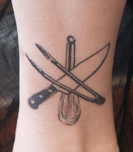Black knife food tattoo