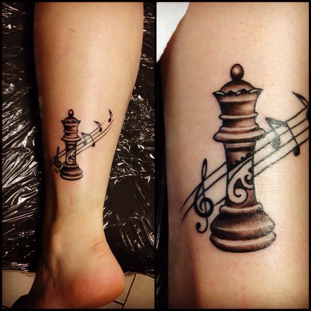 Black music chess tattoo