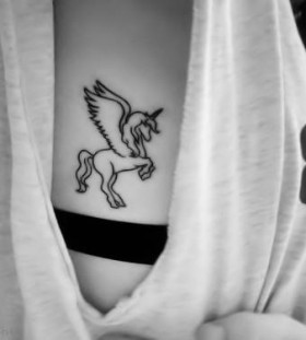 Black simple unicorn tattoo