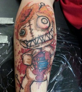 Bloody voodoo doll tattoo