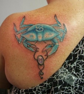 Blue crab back tattoo