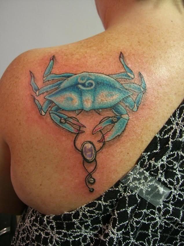 Blue crab back tattoo