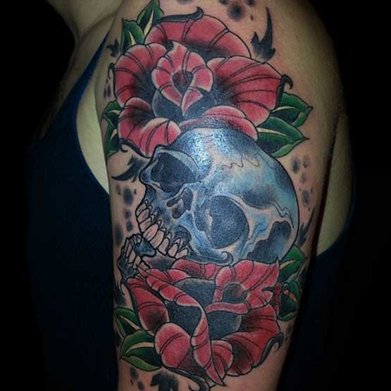 Skull Tattoo Designs With Flowers
