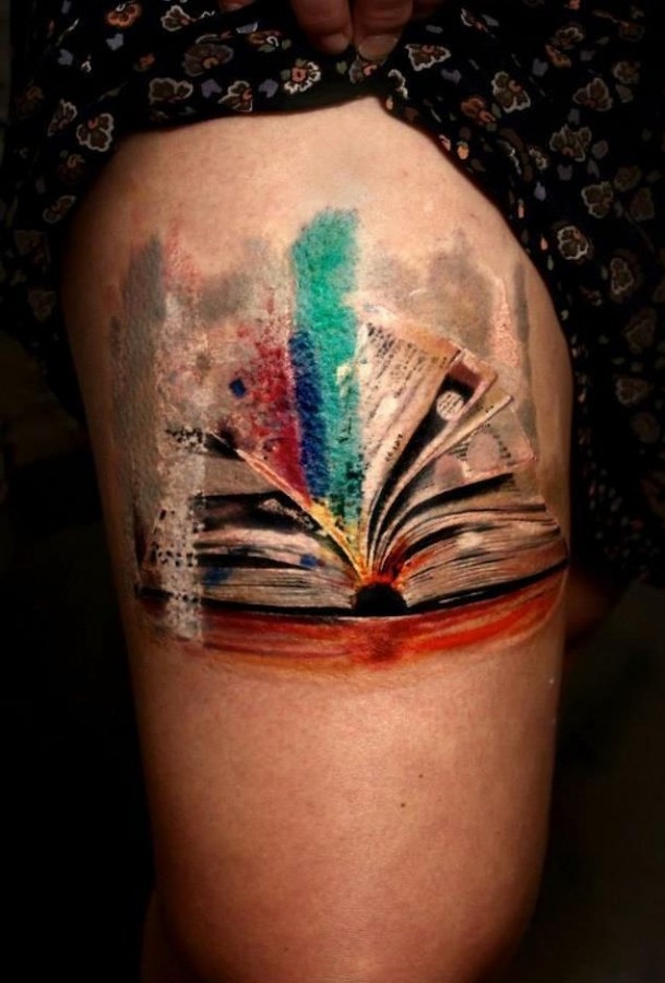 Book watercolour tattoo