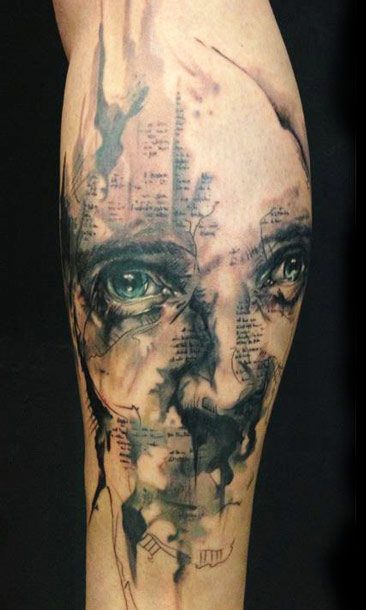 Brilliant face tattoo by Florian Karg