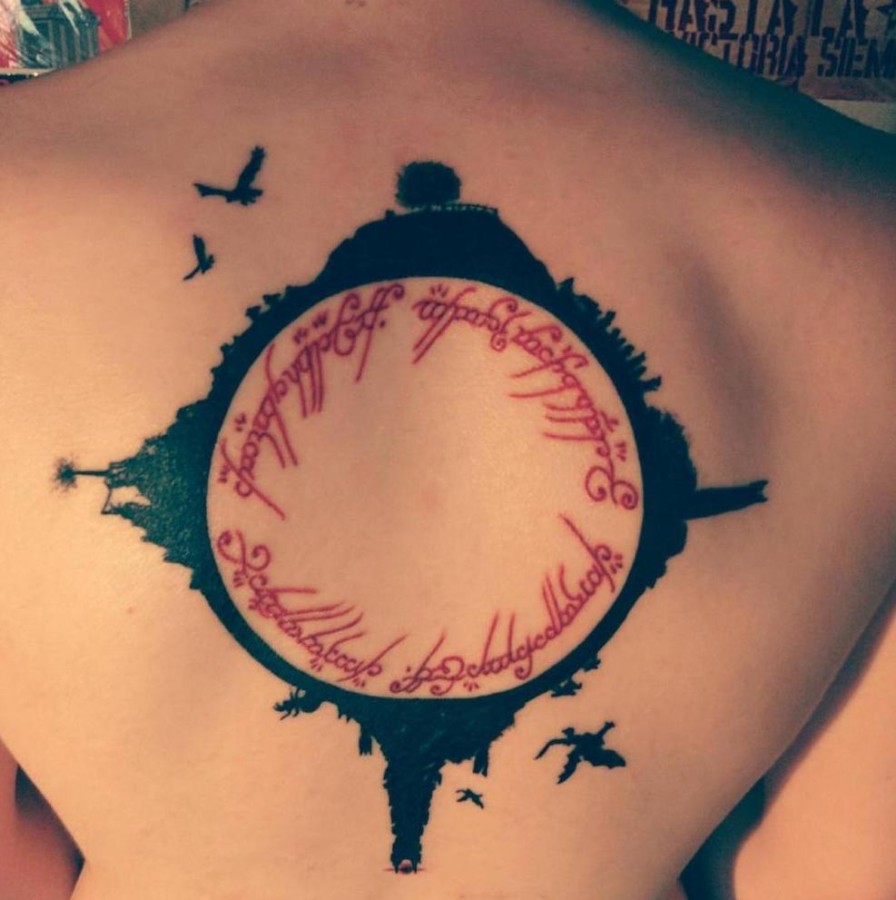 Brilliant lord of the rings theme tattoo