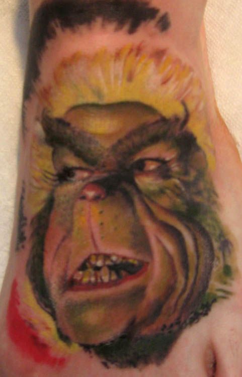 Brown awesome grinch christmas tattoo