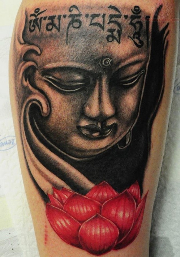 Buddha and lotus flower tattoo