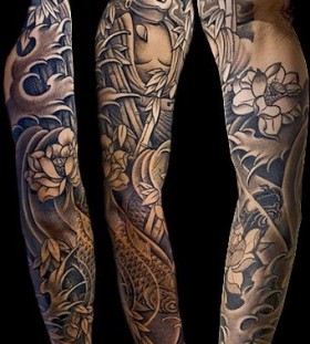 Buddha full arm tattoo